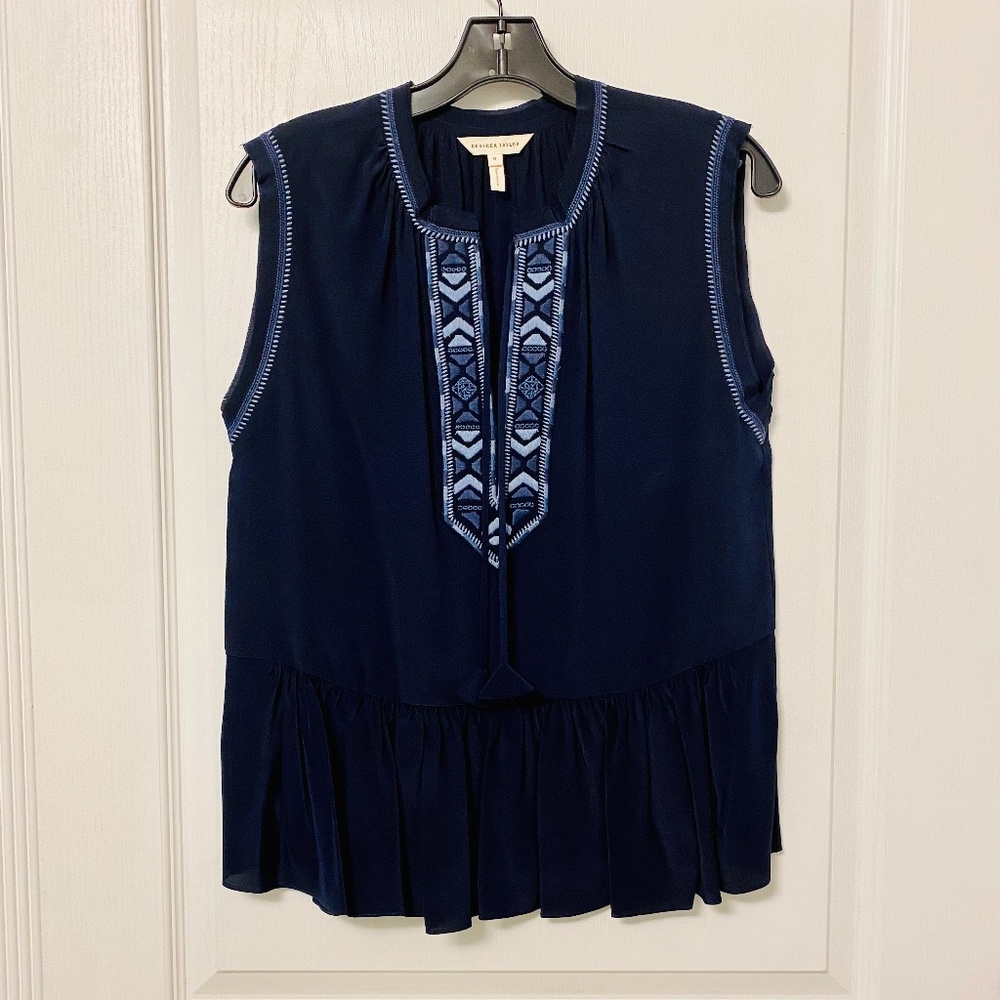 Rebecca Taylor Embroidered Navy Top Size 0